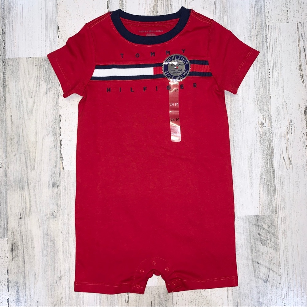 Tommy Hilfiger | Infant Boy Logo Onesie in Red